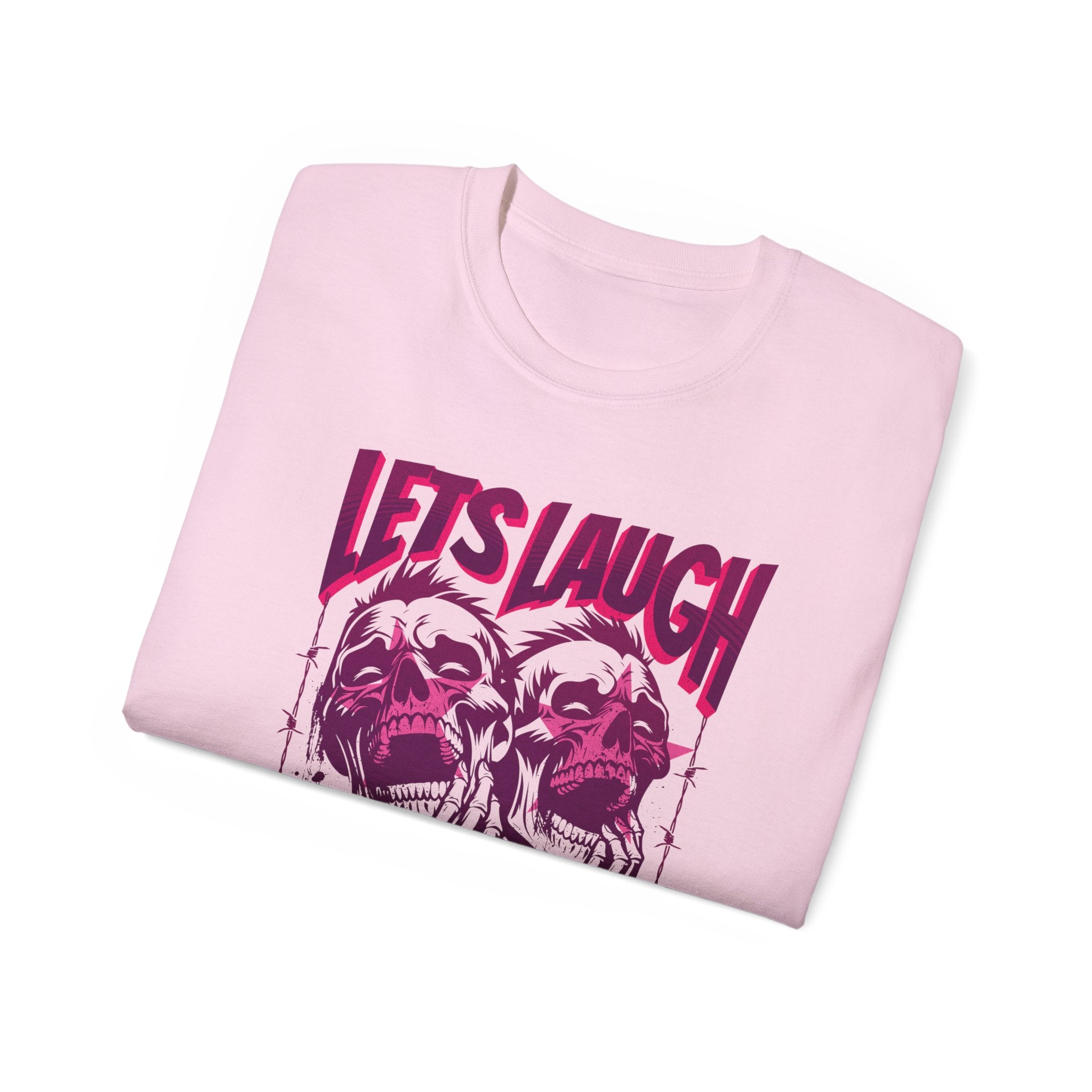 Let's Laugh After Life - Unisex Cotton Crew Tee (Front) - Damned Threads